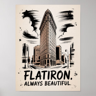 Poster Croquis à l'encre toujours magnifique du Flatiron