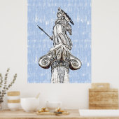 Poster Croquis aquarelle de la statue d'Athéna (Cuisine)