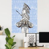 Poster Croquis aquarelle de la statue d'Athéna (Bureau à domicile)