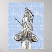 Poster Croquis aquarelle de la statue d'Athéna (Devant)