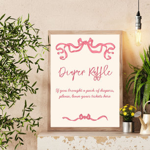 Poster Croquis arc-en-ciel rose baby shower signe de tomb