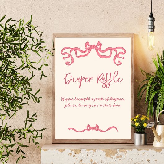 Poster Croquis arc-en-ciel rose baby shower signe de tomb