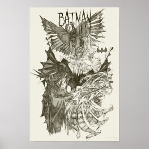 Poster Croquis au crayon de novice de Batman