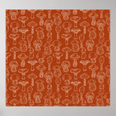 Poster Croquis Champignons : Arrière - plan mignon sans c (Devant)