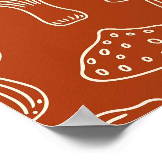 Poster Croquis Champignons : Arrière - plan mignon sans c (Coin)