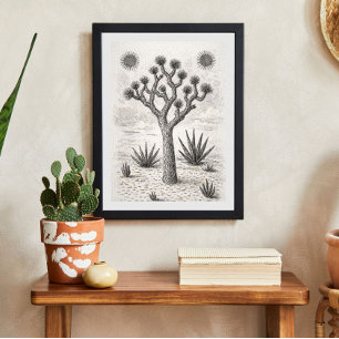 Poster croquis d'arbre de joshua art de croquis du dése