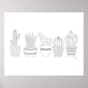 Poster Croquis de cactus