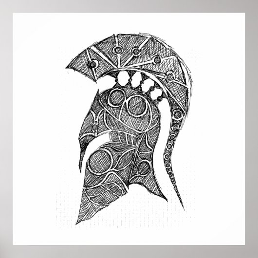 Poster Croquis de casque spartiate (Devant)