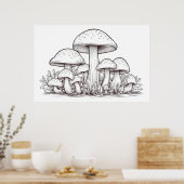 Poster Croquis de champignons (Cuisine)