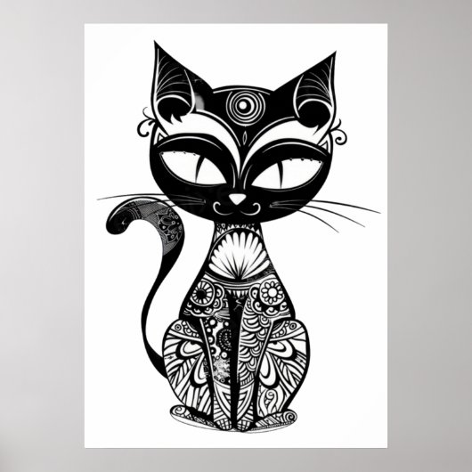 Poster Croquis de chat mignon (Devant)