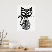 Poster Croquis de chat mignon (Cuisine)
