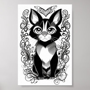 Poster Croquis de chat noir
