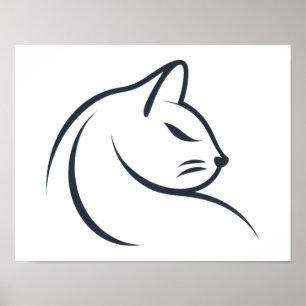 Poster Croquis de chat Petit