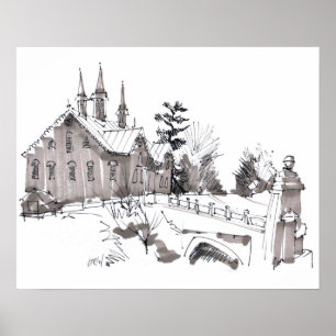 Poster Croquis de la grange de Fort Hunter / Artiste Larr