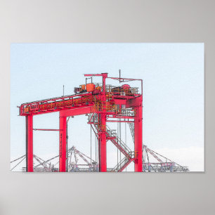 Poster Croquis de la grue portuaire industrielle