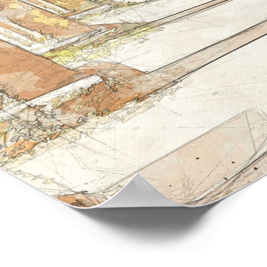 Poster Croquis de l'affiche des ruines antiques d'Olympia (Coin)