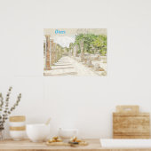 Poster Croquis de l'affiche des ruines antiques d'Olympia (Cuisine)