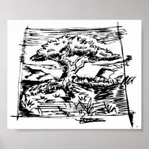 Poster Croquis de l'arbre d'encre.