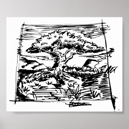 Poster Croquis de l'arbre d'encre. (Devant)