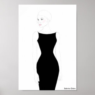 Poster Croquis de mode - Petite robe noire