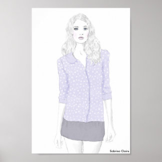 Poster Croquis de mode - Polka Dot Cardigan