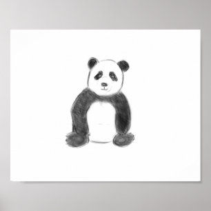 Poster Croquis de panda en noir et blanc