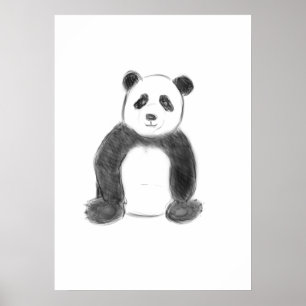 Poster Croquis de panda en noir et blanc