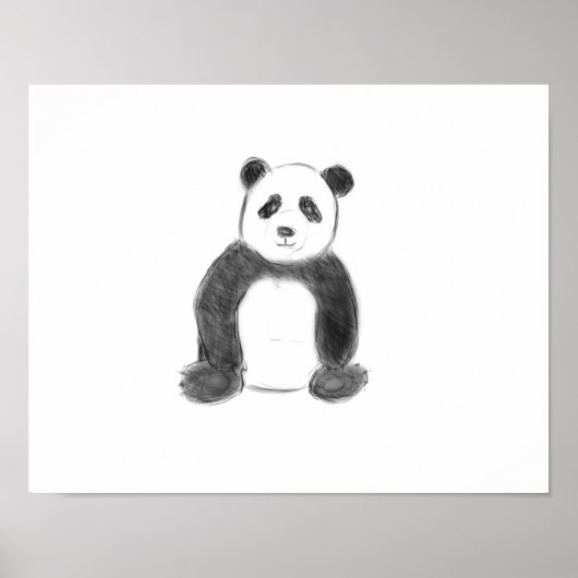Poster Croquis de panda en noir et blanc (Devant)