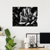 Poster croquis de rose en noir et blanc (Bureau à domicile)