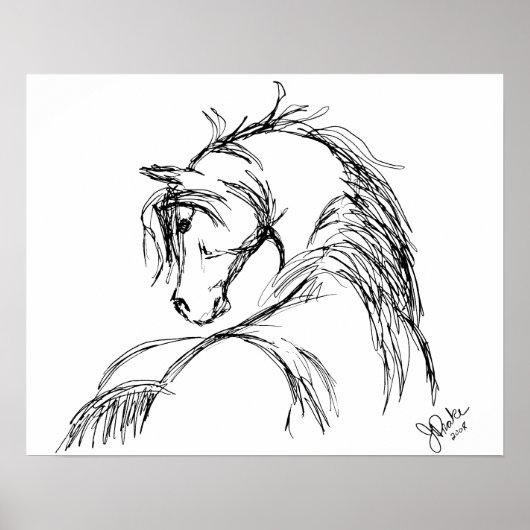 Poster Croquis de tête de cheval d'art (Devant)