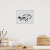 Poster Croquis de voiture classique IV (Cuisine)