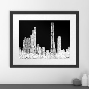 Poster Croquis de voyage de l'horizon de Central Park NYC
