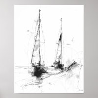 Croquis de yacht vintage – Art minimaliste nautiqu