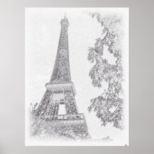Poster Croquis d'Eiffel BW