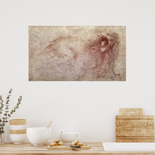 Poster Croquis d'un lion rugissant (Cuisine)