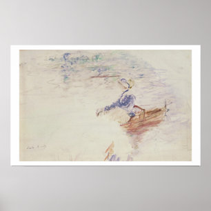 Poster Croquis d'une jeune femme dans un bateau, 1886 (av