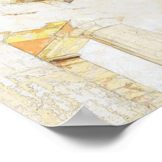 Poster croquis d'une partie portique du temple antique (Coin)