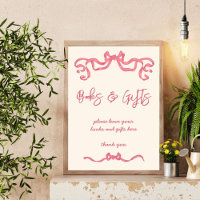 Croquis en ruban rose baby shower signe cadeau