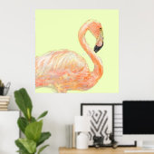 Poster croquis flamingo (Bureau à domicile)