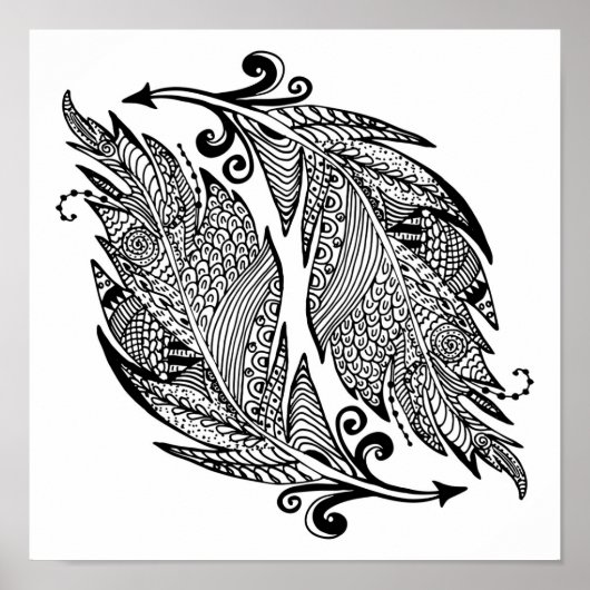 Poster Croquis Inspiré Des Plumes 2 (Devant)