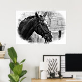 Poster Croquis noir blanc (Bureau à domicile)