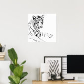 Poster Croquis noir et blanc sur tigre (Bureau à domicile)