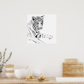 Poster Croquis noir et blanc sur tigre (Cuisine)