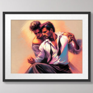 Poster Croquis Pastel Hommes passionnants en amour