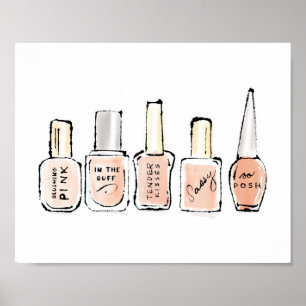 Poster Croquis rose moderne sauvage de vernis à ongles