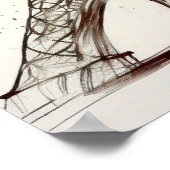 Poster Croquis Tour Eiffel À Côté D'Un Arbre (Coin)