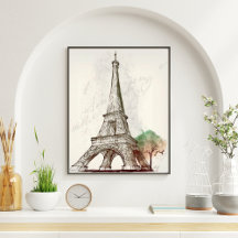 Croquis Tour Eiffel À Côté D'Un Arbre