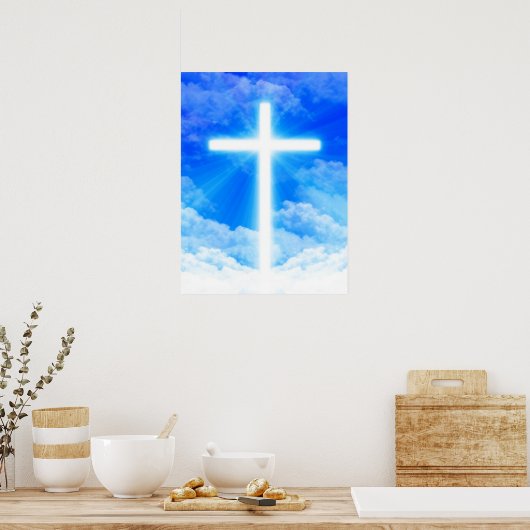 Poster Cross of Light Jesus Christ Customizable Christian (Cuisine)