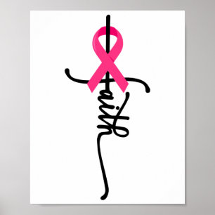 Poster Cross Warrior Survivor Pink Ribbon Cancer du sein