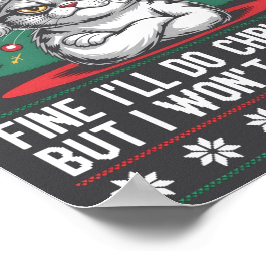 Poster Crossed Arms Cat Funny Christmas Ugly Sweater Long (Coin)